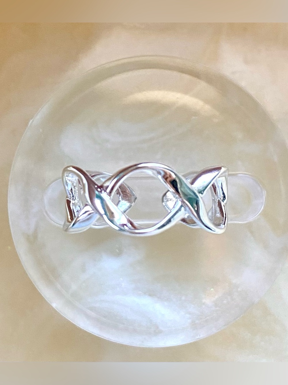 Silver Interwoven Twist Ring - Silver